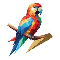 Bright parrot with a modern low poly art style illustration vector