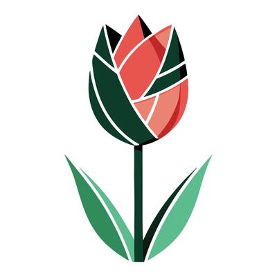 Modern tulip with broken line style and artistic gaps illustration