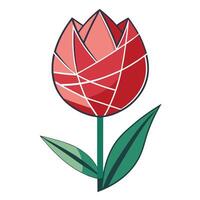 Abstract tulip with broken lines and artistic gaps illustration floral vector