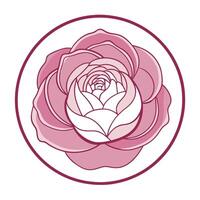 Circular frame peony with soft negative space illustration elegant floral vector