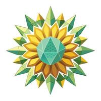Abstract crystal bloom sunflower featuring its geometric faceted structure in design vector