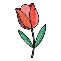 Modern dot outline tulip showcasing its delicate pointillism style in art vector