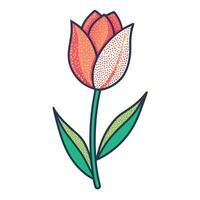 Abstract dot outline tulip with a subtle pointillism effect in illustration vector