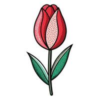 Elegant dot outline tulip featuring its abstract pointillism technique in design vector