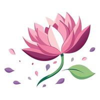 Elegant falling petal lotus featuring its graceful gentle dispersal in design vector