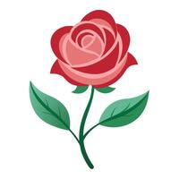 Flat style rose with continuous flow isolated on white illustration vector