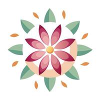 Floating circle blossom with abstract petal placement illustration modern vector