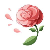Modern camellia with floating petals drifting softly illustration vector