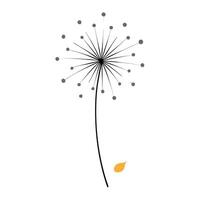 Floating dandelion with dispersing seeds illustration minimalist design vector