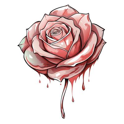 Floating ink rose with soft bleed effect illustration artistic floral