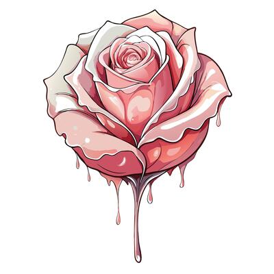 Modern rose with floating ink bleed effect illustration artistic floral