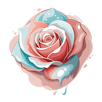 Abstract rose with floating ink bleed illustration artistic floral art