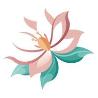 Blossom with floating petals in asymmetrical arrangement illustration vector