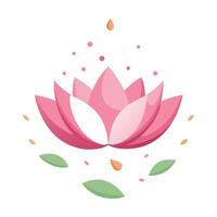 Lotus with floating petals gently dispersing illustration delicate art vector