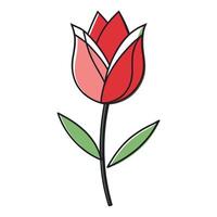 Creative floating tulip showcasing its fragmented line work in a art design vector