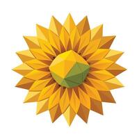 Creative folded paper sunflower with a distinct origami style in illustration vector