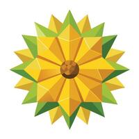 Unique folded paper sunflower highlighting its abstract origami form in graphic vector