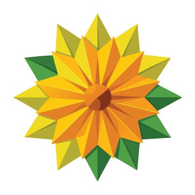 Elegant folded paper sunflower featuring its stylized origami aesthetic in design