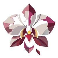 Abstract fragmented petal orchid with unique asymmetrical cuts in illustration vector