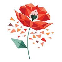Elegant fragmented poppy featuring its abstract petal fractures in design vector