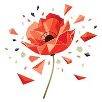 Modern fragmented poppy showcasing its unique abstract petal separations in art vector
