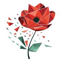 Creative fragmented poppy highlighting its abstract broken petal design in graphic vector