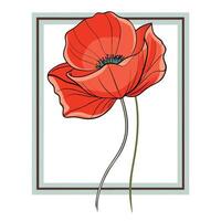 Modern framed poppy showcasing its free open sketch design in art vector