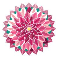 Unique geometric dahlia highlighting its exact symmetrical form in graphic vector