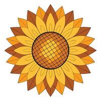 Abstract geometric grid sunflower highlighting its organized structured pattern in graphic vector