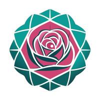 Unique geometric rose highlighting its precise hexagonal form in graphic vector