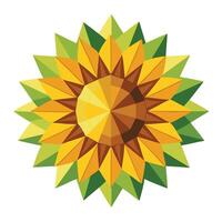Unique geometric sunflower highlighting its structured polygonal form in graphic vector
