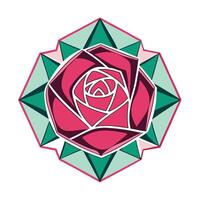 Elegant geometric rose featuring its stylized hexagonal pattern in design vector