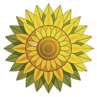 Unique geometric sunflower highlighting its simple structured form in graphic vector