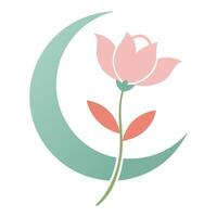 Abstract half moon blossom with delicate crescent petals in art vector