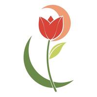 Modern tulip with half moon design and crescent silhouette illustration vector