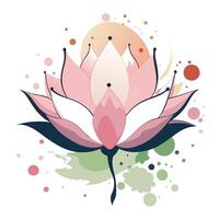 Lotus with ink splash and watercolor effect illustration artistic art vector