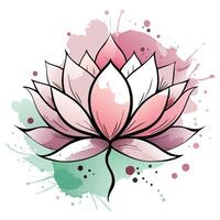 Abstract lotus with ink splash and watercolor effect illustration vector