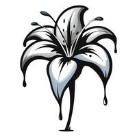 Elegant minimal drip lily featuring its delicate ink flow in design vector