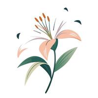 Abstract minimal ink lily with expressive brush strokes in illustration vector