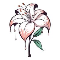 Modern minimal drip lily showcasing its flowing ink design in art vector