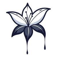 Unique minimal drip lily highlighting its subtle ink drops in graphic vector