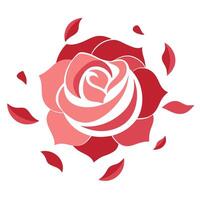 Modern minimalist petal only rose showcasing its simple petal arrangement in illustration vector