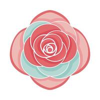 Unique minimalist camellia highlighting its simple layered curves in graphic vector