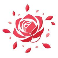 Abstract minimalist petal only rose with a floating composition in art vector