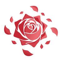 Unique minimalist petal only rose highlighting its delicate floating petals in graphic vector