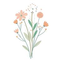 Unique minimalist wildflower cluster highlighting its delicate hints in graphic vector