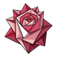 Abstract rose in origami style with folded geometry illustration geometric vector
