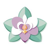 Orchid in paper cutout style with layers illustration minimalist floral vector