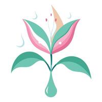Petal raindrop lily with gentle drip effect illustration delicate floral vector