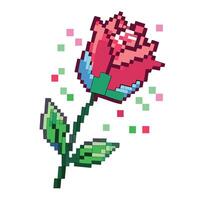 Tulip with pixel style effect illustration digital abstract art vector